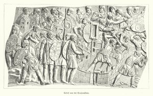 Rilievo dalla Colonna di Traiano, Roma, che raffigura i romani che sconfiggono i Daci da German School