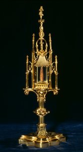 Ostensorio reliquiario con pezzo di croce, Augusta, c.1490