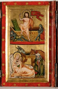 Resurrezione e guardie addormentate, in alto ... (tempera su tavola)