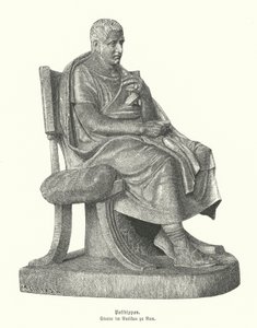 Copia romana di una statua del poeta comico greco antico Posidippo da German School
