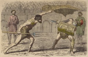 Gladiatori romani: un retiarius che combatte un sannita da German School