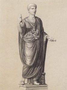 Uomo romano che indossa la toga praetexta (litografia)