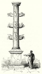 Colonna rostrata di Gaio Duilio, commemorativa della vittoria navale romana sui cartaginesi nella battaglia di Milazzo nel 260 a.C. (incisione) da German School
