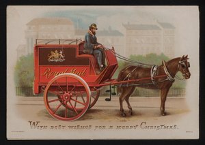 Furgone della Royal Mail, cartolina di auguri di Natale, fine XIX o inizio XX secolo da German School