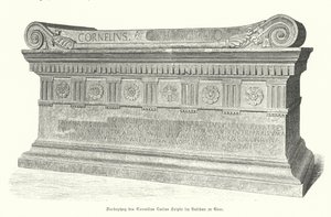 Sarcofago del soldato romano e console Lucio Cornelio Scipione Barbato in Vaticano, Roma (incisione) da German School