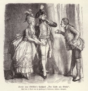 Scena dalla commedia Der Neffe als Onkel (Il Nipote come Zio) di Friedrich Schiller da German School