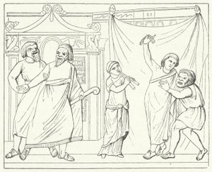 Scena dalla commedia Andria del commediografo romano Terenzio da German School