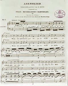 Pagina della partitura di Abendlied di Felix Mendelssohn