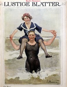 Bagno al mare: una coppia tra le onde - in "Lustige Blätter", n.d. da German School