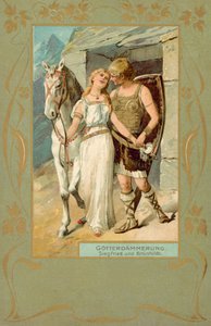 Sigfrido e Brunilde in una scena del Crepuscolo degli Dei da German School