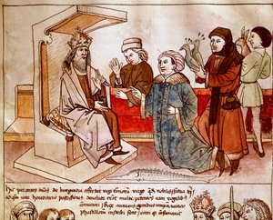 Sigismondo I di Lussemburgo, imperatore del Sacro Romano Impero, riceve il tributo dei popoli sottomessi (miniatura dalle Cronache del Concilio di Costanza di Ulrich Richental) da German School