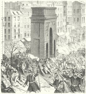 Soldati per le strade di Parigi durante il colpo di stato francese del dicembre 1851 (incisione) da German School