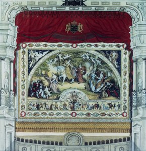 Palcoscenico e sipario decorativo del teatro di Dresda da German School