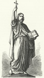 Statua di San Bonifacio (c675-754), missionario anglosassone nelle parti germaniche dell