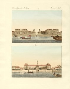 Strani edifici in Inghilterra (incisione colorata) da German School