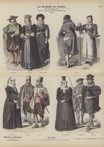 Costumi svizzeri, metà del XVII secolo (incisione colorata) da German School