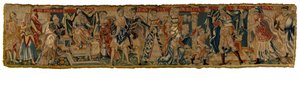 Arazzo raffigurante Mosè che getta la corona del Faraone e viene punito, dal Reno da German School