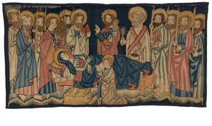 Pannello di arazzo raffigurante la morte della Vergine, dal Medio Reno, possibilmente Treviri da German School