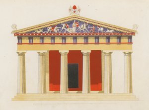 Tempio di Aphaea, Egina, Grecia (litografia a colori)