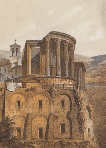 Tempio di Vesta, Tivoli, Italia (litografia a colori)