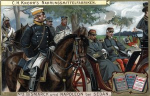 La battaglia di Sedan, guerra del 1870: il generale Otto von Bismarck (1815-1898), re di Prussia scortò l
