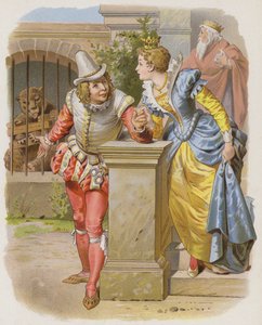 Il piccolo sarto intelligente (Vom Klugen Schneiderlein) (cromolitografia) da German School