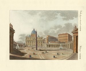 La Cattedrale di San Pietro a Roma (incisione colorata) da German School