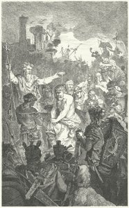 Il battesimo di Clodoveo I, re dei Franchi, 496 (incisione) da German School