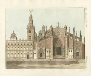 La cattedrale o chiesa metropolitana di Siviglia (incisione colorata) da German School