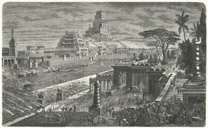 La caduta di Babilonia ai Persiani, 540 a.C. (incisione) da German School