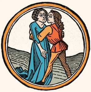 I quattro temperamenti: il sangue (caldo e gentile). Xilografia, Augusta 1480