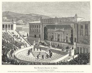 Teatro di Dioniso Eleutereo, Atene, Antica Grecia (incisione) da German School
