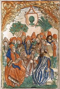 Tredici studiosi in un giardino, 1485