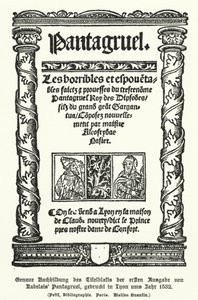 Pagina del titolo della prima edizione di Pantagruel, dell