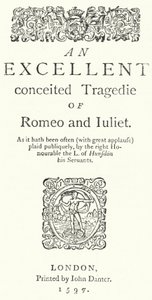 Pagina del titolo della prima edizione in quarto di Romeo e Giulietta di Shakespeare (incisione) da German School