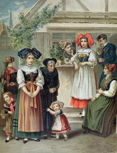 Costumi tradizionali della regione di Strasburgo, c. 1870-80 da German School