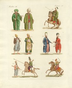 Costumi nazionali turchi (incisione colorata) da German School