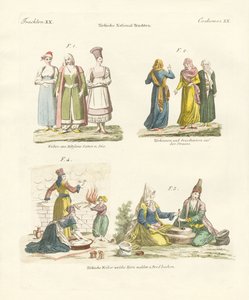 Costumi nazionali turchi (incisione colorata) da German School