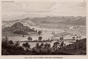 Valle di Olimpia, Grecia, prima degli scavi archeologici da German School