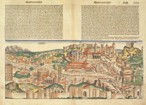Vista della città di Roma, dal Nuremberg Chronicle di Hartmann Schedel, 1493