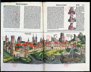 Veduta della città di Colonia, dalla Cronaca di Norimberga di Hartmann Schedel, 1493 da German School