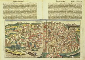 Vista della città murata di Firenze, dal Nuremberg Chronicle di Hartmann Schedel, 1493