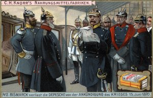 Guerra del 1870. Il generale prussiano Otto von Bismarck (1815-1898) legge la dichiarazione di guerra il 15 giugno da German School