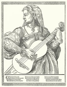 Donna che suona una chitarra (incisione) da German School