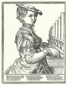 Donna che suona un organo da German School