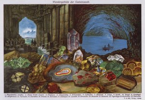 Meraviglie del mondo o rocce e cristalli (litografia a colori) da German School