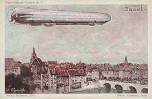 Zeppelin che vola sopra Basilea da German School