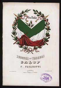 Zouaves e Turckos, galop di F Fasanotti, copertina di spartito musicale da German School