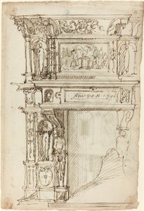 Camino palaziale con una scena di sacrificio antico [recto] da German or Austrian 16th Century