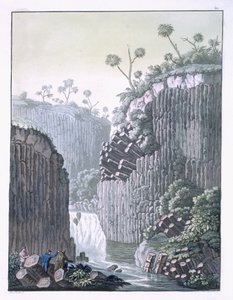 Esploratori con la spedizione di Humboldt nelle scogliere di basalto a Regla, Messico, tavola 60 da 
